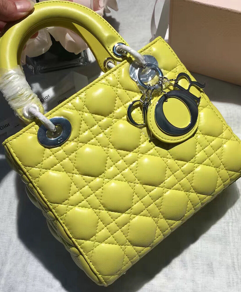 Christian Dior Lady Dior Lucky Badges Bag Yellow